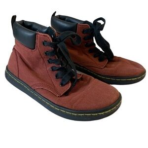 Dr Martens sz 6 Red Maelly Canvas Ankle Boots Padded Collar Women's Shoes